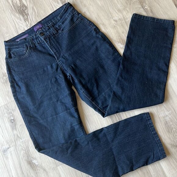 NYDJ Not Your Daughter’s Jeans Marilyn Straight Leg Dark Wash Jeans 4 Petite - Picture 1 of 6